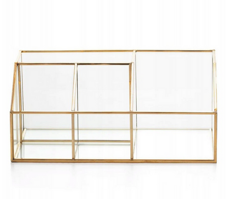 SZKLANY ORGANIZER POJEMNIK DO PRZECHOWYWANIA TRANSPARENTNY MOSIĄDZ PRZEGRÓDKI