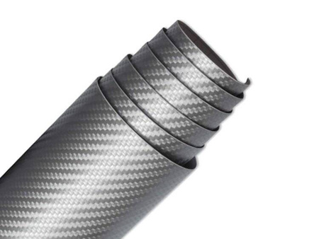 10 x 200 cm Srebrny Carbon Satynowy 3D