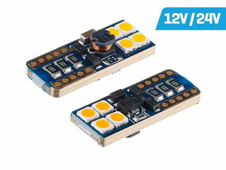 Żarówka VISION WY5W (T10) 12/24V 8x 3030 SMD LED, nonpolar, CANBUS, pomarańczowa, 2 szt.