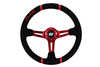 Kierownica SLIDE 350mm offset:80mm Zamsz Red