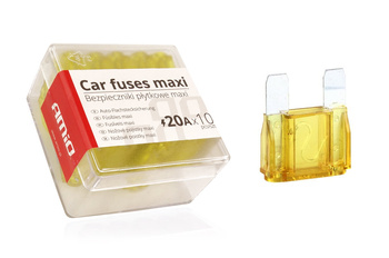 Bezpieczniki samochodowe MAXI pudełko 10 szt 20A AMIO-02324