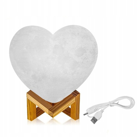 LAMPKA NOCNA SERCE LAMPA KSIĘŻYC 3D 24 CM MOON