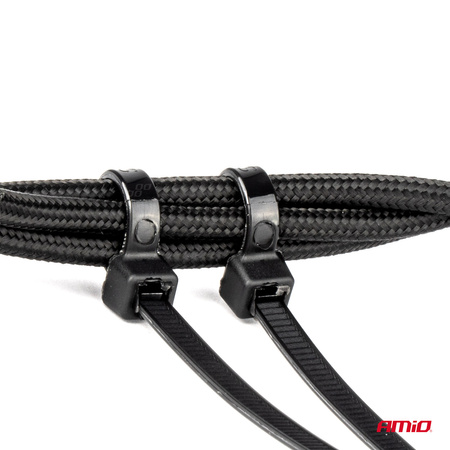 Taśmy opaski zaciskowe kablowe czarne 3,6x150mm - 100 szt. AMIO-02153