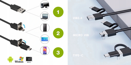 Kamera inspekcyjna endoskop 3.9mm HD ANDROID USB-C