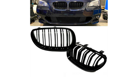Grill sportowy podwójne żeberka Gloss Black BMW 5 E60 E61 2003-2010