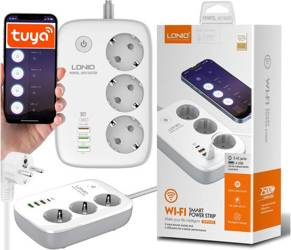 Inteligentna listwa zasilająca Wi-Fi LDNIO SEW3452, Tuya (biała)