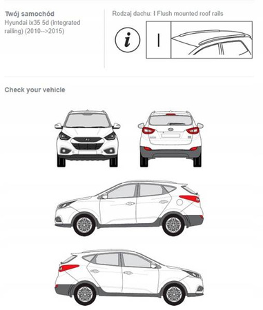 Bagażnik dachowy belki fuse Hyundai ix35 5d DARK