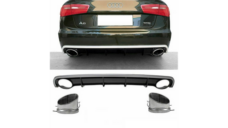 Tylny dyfuzor wraz z końcówkami wydechu AUDI A6 C7 przed liftem 2012-2015