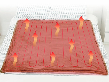 KOC ELEKTRYCZNY GRZEJĄCY 180 X 160 DUŻY MIĘKKI CIEPŁY BEŻOWY Z PILOTEM DWUOSOBOWY Z TIMEREM