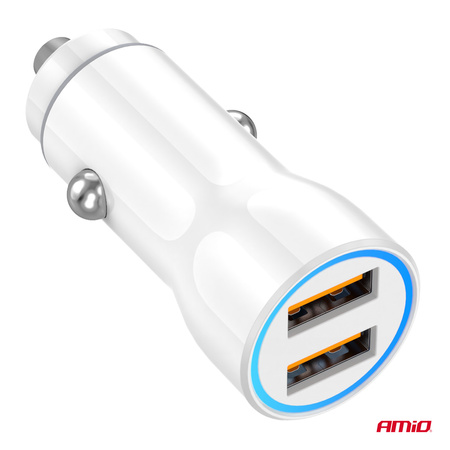 Ładowarka samochodowa 2x USB-A AMIO-03879