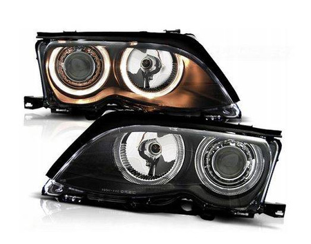 Reflektory przednie BMW E46 RINGI BLACK Sedan/Touring