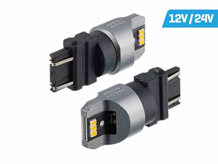 Żarówka VISION PY27/7W (T25) 12/24V 6x 3020 SMD LED, nonpolar, CANBUS, pomarańczowa, 2 szt.