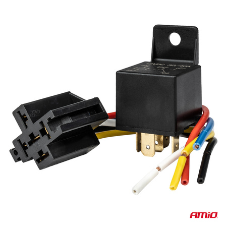 Przekaźnik samochodowy wiązka gniazdo 5 PIN 12V 40A AMIO-03510