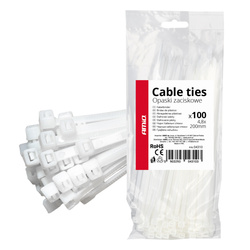Opaski zaciskowe białe 4.8×200mm 100 szt. AMIO-04310