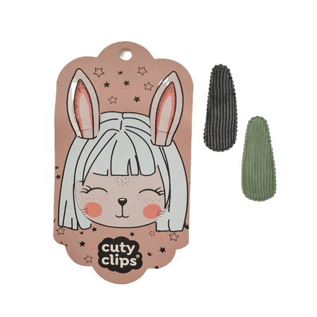 Spinki do włosów Cuty Clips Snails - Bunny Ears Grey-Green