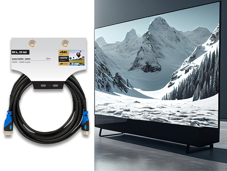 KABEL HDMI 5M 3D PRZEWÓD PRZYŁĄCZE PROSTE DŁUGIE DO TELEWIZORA LAPTOPA PROJEKTORA V 2.0 4K POZŁACANY WTYK