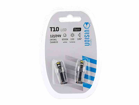Żarówka VISION W5W (T10) 12/24V 4x 1616 SMD LED, CANBUS, biała, 2 szt.