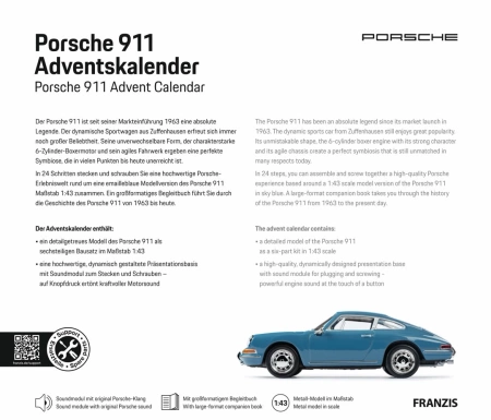 Model Porsche 911 kalendarz adwentowy, niebieski