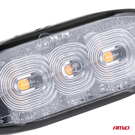 Lampa błyskowa ostrzegawcza płaska 3 LED R65 R10 12-24V AMIO-02297