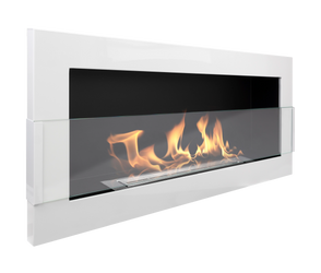 Biokominek 900x400 z szybą Biały Połysk