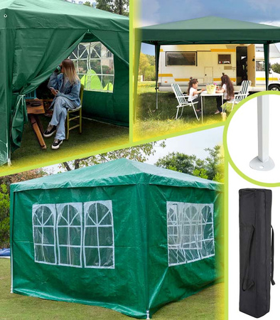 PAWILON OGRODOWY 3x3M ALTANA NAMIOT HANDLOWY 4 ŚCIANKI BOCZNE ZAMYKANY ZIELONY