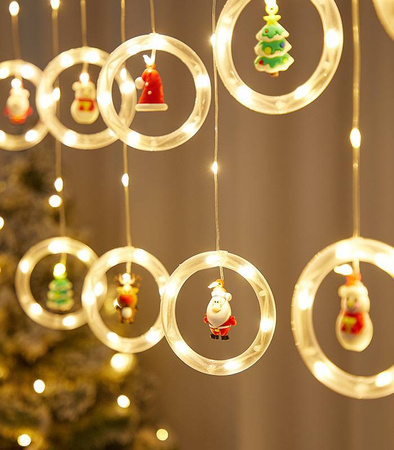 KURTYNA LED GIRLANDA NA OKNO FIGURKI ŚWIĄTECZNE DEKORACJA OKIENNA