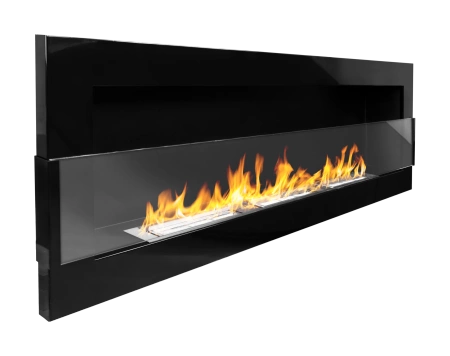 Biokominek wiszący z szybą 1200x400 czarny połysk