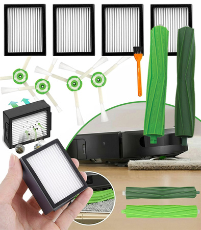 AKCESORIA DO ROBOTA SPRZĄTAJĄCEGO ZESTAW CZĘSCI ZAMIENNE FILTRY HEPA SZCZOTKI BOCZNE WAŁKI DO SPRZĄTANIA CZYSZCZENIA DO PODŁÓG