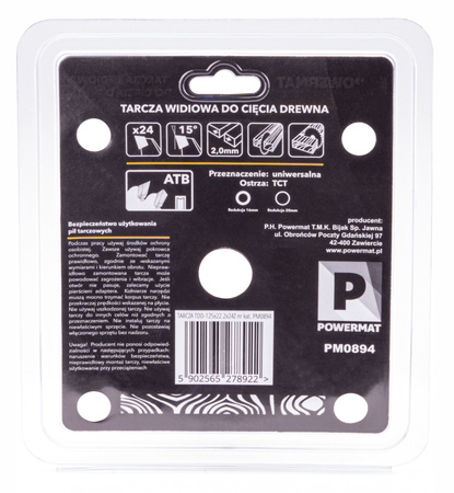 Tarcza widiowa do drewna 125x22.2 24z TDD-125x22.2x24Z