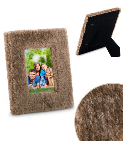 RAMKA NA ZDJĘCIE 21 X 26 CM FUTRZANA DESIGNERSKA REGULOWANA OZDOBNA DO WNĘTRZ
