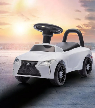 JEŹDZIK PCHACZ POJAZD BIAŁY PODNÓŻEK PEDAŁ GAZU DŹWIĘKI UCHWYT NA BATERIE DO ZABAWY JAZDY DLA DZIECI