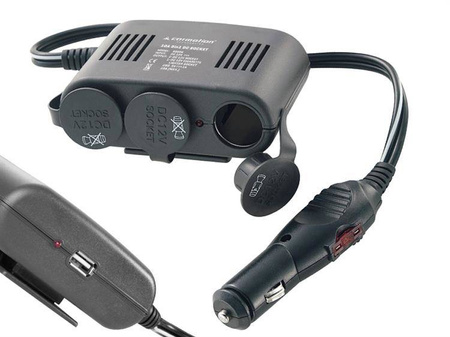 Rozgałęziacz gniazda zapalniczki potrójny, USB 1000 mA, Heavy Duty