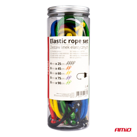 Linki elastyczne gumy do mocowania bagażu zestaw komplet 12 szt. AMIO-02836