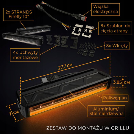 LED BAR Zestaw lamp oświetlenie LED w grill do FORD RANGER IV 2022-