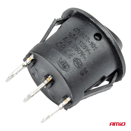 Włącznik przełącznik czarny okrągły 12V 230V BU03 AMIO-03614