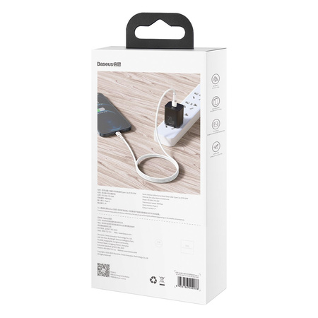 Kabel USB-C na Lightning Baseus Cafule, PD, 20W, 1m biały