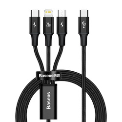 BASEUS Multikabel RAPID USB-C 3w1 micro USB / Lightning / USB-C, 20W, 150 cm czarny