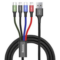 Kabel BASEUS USB Fast 4w1 czarny 2x Lightning, 1xMicro 3,5A 120 cm