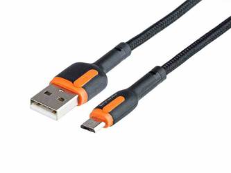 Kabel MAWAY do ładowania i synchronizacji, w oplocie z mikrofibry, 100 cm, USB > micro USB