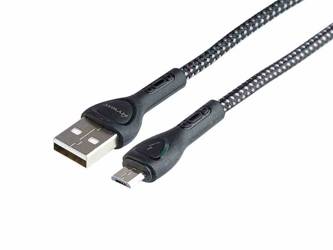 Kabel MAWAY do ładowania i synchronizacji, w oplocie z mikrofibry, podświetlenie LED, 200 cm, USB > micro USB