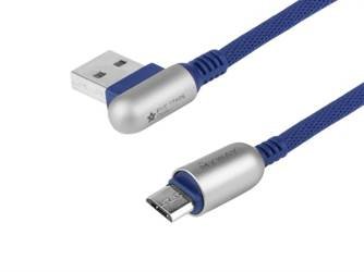Kabel MYWAY do ładowania i synchronizacji, 120 cm, w oplocie z mikrofibry, dwustronne kątowe USB > micro USB, navy