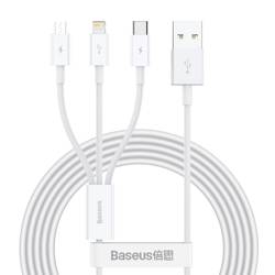Kabel USB 3w1 Baseus Superior Series, USB do micro USB / USB-C / Lightning, 3.5A, 1.2m (biały)