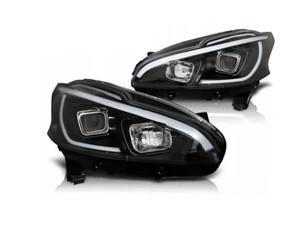 Lampy Reflektory Peugeot 208 12-15 Black Led Drl