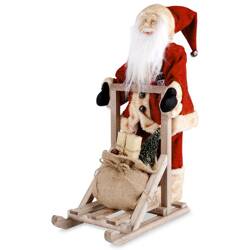 Mikołaj stojący na saniach duży / ozdoba świąteczna 47 cm