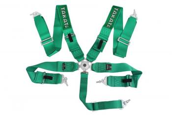 Pasy sportowe 5p 3" Green - Takata Replica harness