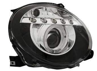 Reflektory lampy przednie Fiat 500 07- black led r