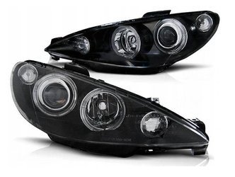 Reflektory przednie Peugeot 206 BLACK RINGI