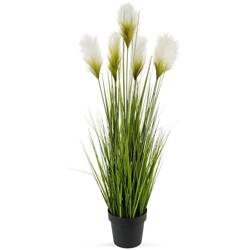 Sztuczna roślina w doniczce dekoracyjna / trawa kwitnąca pampasowa 115 cm