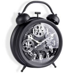 Zegar ścienny budzik czarny srebrny 30x38 cm