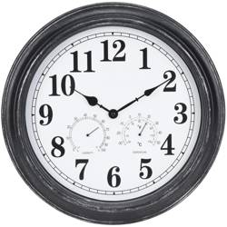 Zegar ścienny, okrągły, ZEWNĘTRZNY, ogrodowy, z termometrem i higrometrem, 40 cm